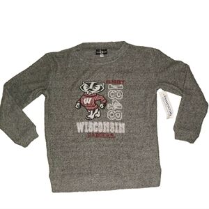 Wisconsin Badgers University Kids Youth Sz. Medium Crew Neck Grey Sweatshirt New